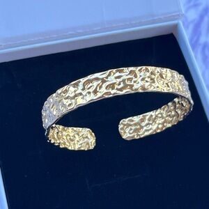 18k Gold Plated Stainless Steel Textured Cuff Bracelet